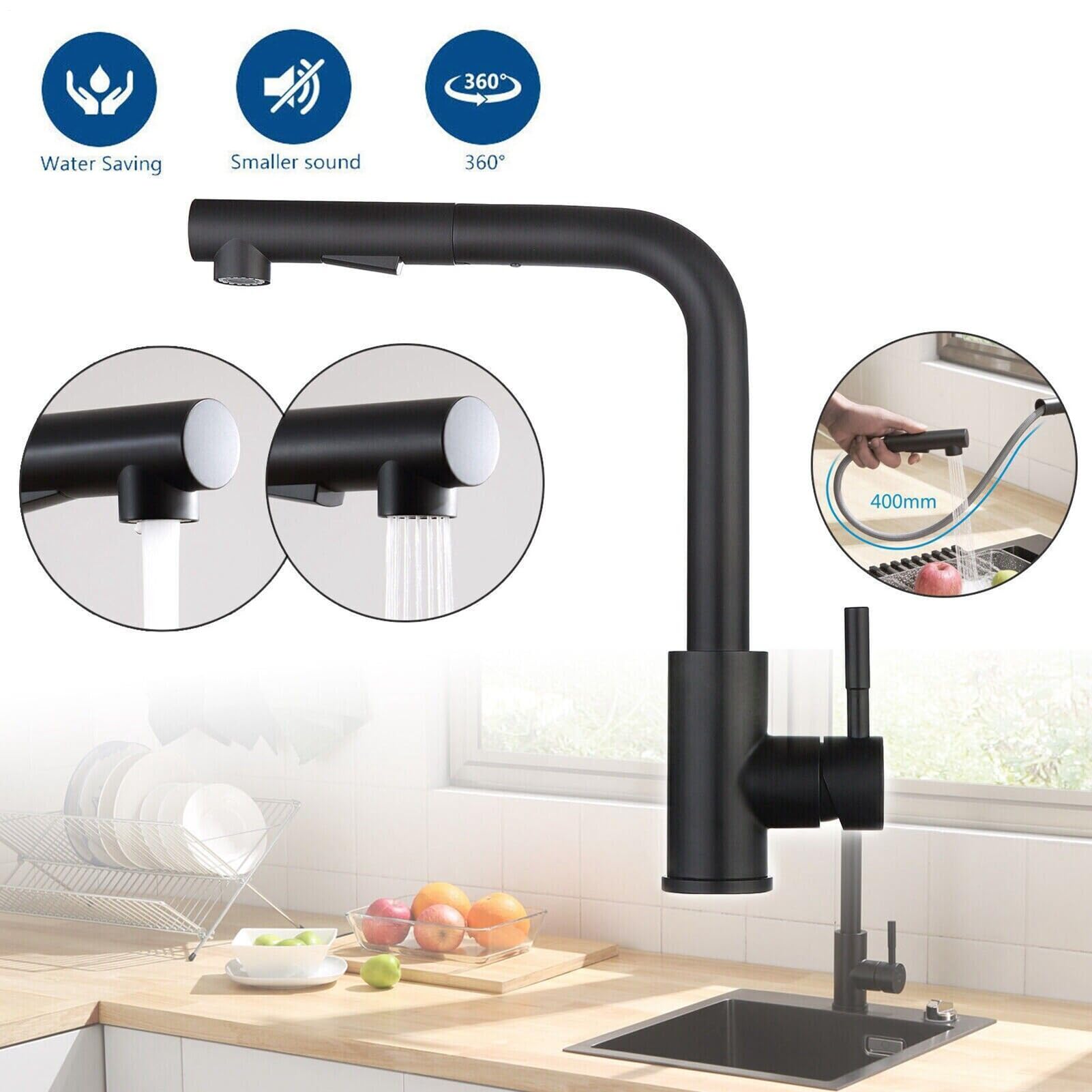 Grifo De Cocina Para - Grifo Monomando De Acero Inoxidable Con Mango Extensible | De Agua De Cocina,Para Baño Residencial Lavandería Restaurante Bar Exterior Camping
