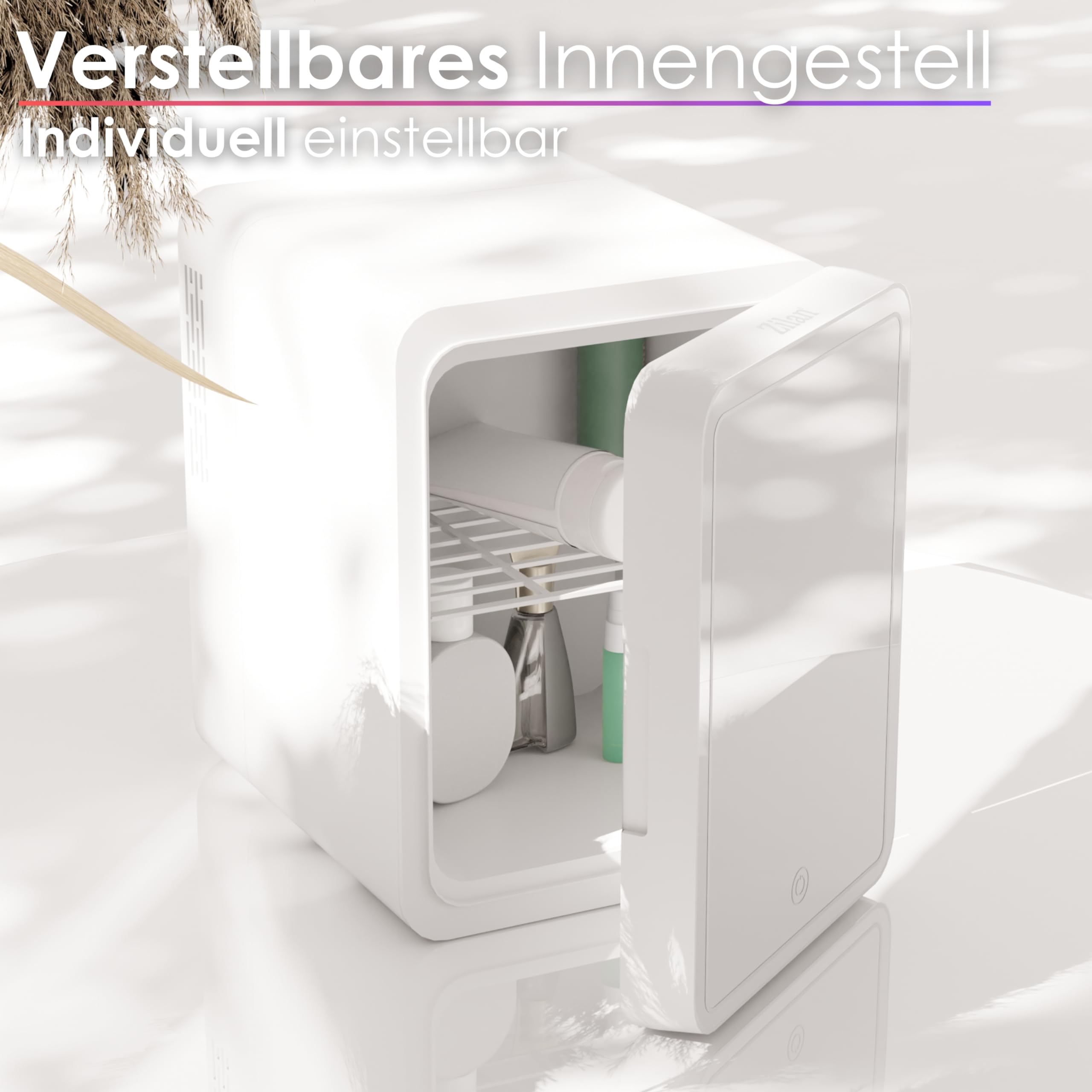 Mini Kühlschrank mit LED Spiegel 4L Kosmetikkühlschrank mit Spiegel Schönheitskühlschrank Make Up Kühlschrank Kühlgerät Mini Minikühlschrank Getränkekühlschrank Minibar Mini-Kühlschrank 3 Stufen LED