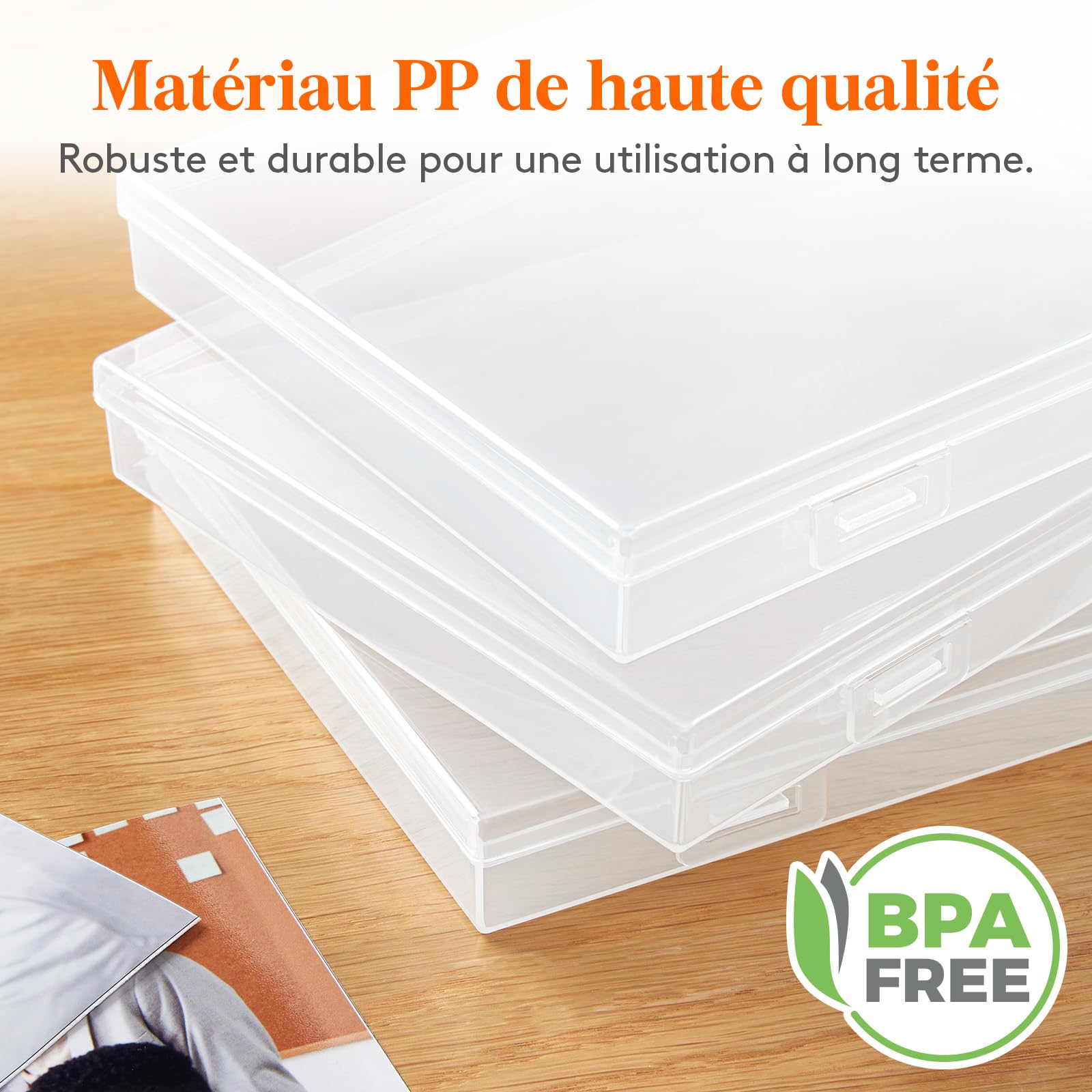 Lifewit Boîte de Rangement Photo 13x18cm 5R, 9 Boîtes Intérieures, Organisateur Photo pour Cartes, Photos, Tampons, Fournitures de Bureau avec 1 Feuille D'étiquettes Autocollante, Transparent, 1 Pièce