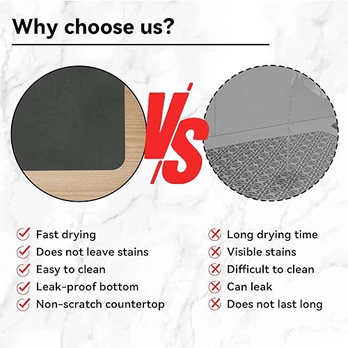 Miniatura 3 de CASSAIO Tapete de café para secar platos para encimera de cocina ocultar manchas con respaldo de goma absorbente de secado rápido accesorios para