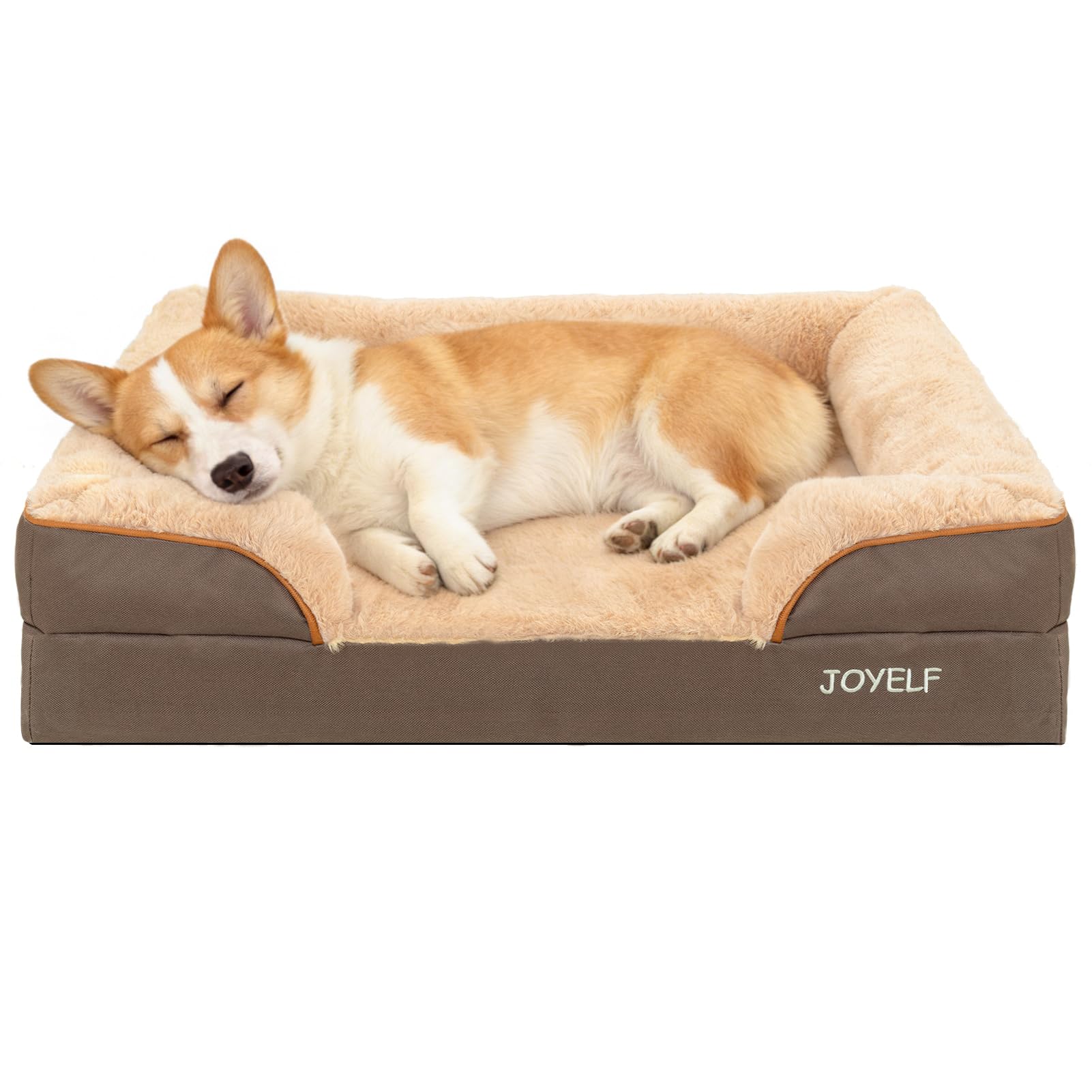 JOYELF Orthopedic Dog Bed for Medium Dogs, Foam Sofa Couch Bed, Bolster Pet Bed with Removable Washable Cover and Nonskid Bottom for Small to Medium