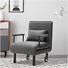 INMOZATA 3-in-1 Chair Bed Convertible Single Sofa Bed Folding Sleeper Chair with Wheels, Adjustable Backrest, Pillow,Foldable Portable Armchair Bed Chair Lounge Couch for Living Room, Bedroom(Grey)