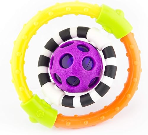 Sassy Anillo flexible giratorio y masticable con giradores de doble acción, para mayores de 0 meses