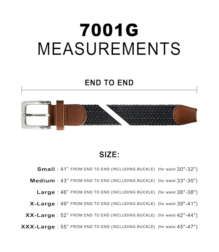 Mens Braided Elastic Fabric Woven Stretch Belt Leather Inlay