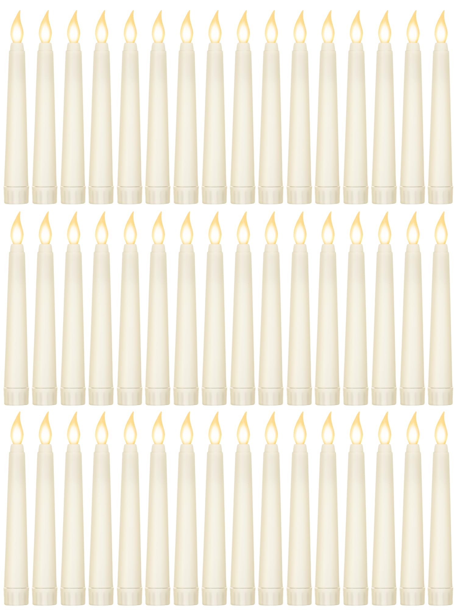 Funtery 48 Pcs Flameless LED Taper Candles,Ivory,6",Novelty Style