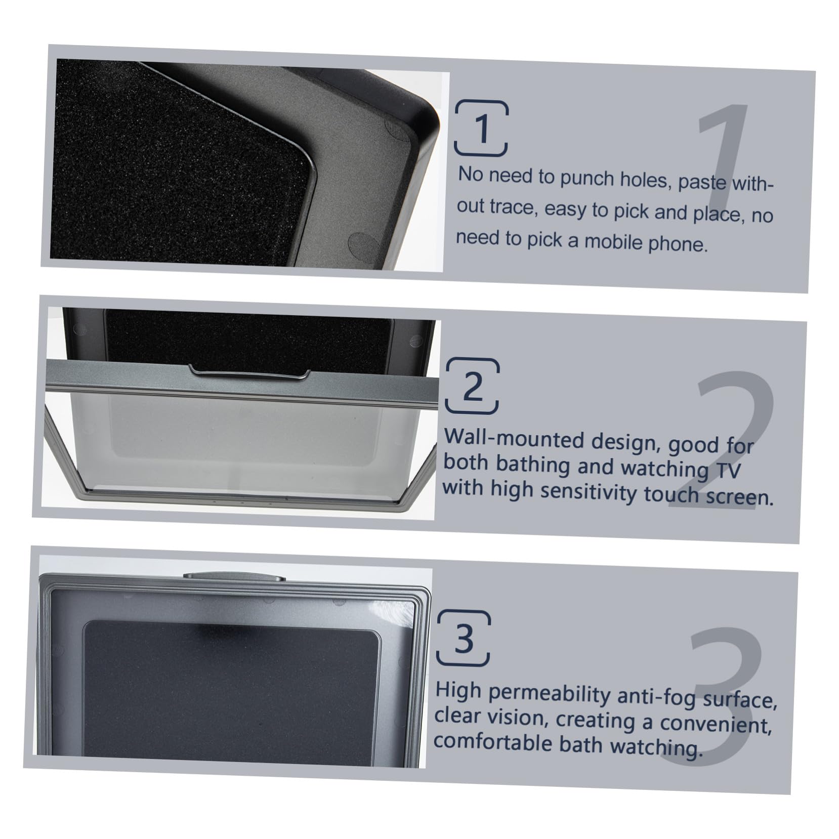 SOIMISS Supporto Doccia Rotante per Telefono e Tablet Custodia Antiappannamento da Parete Porta Cellulare da Bagno Senza Compatibile con Smartphone Standard