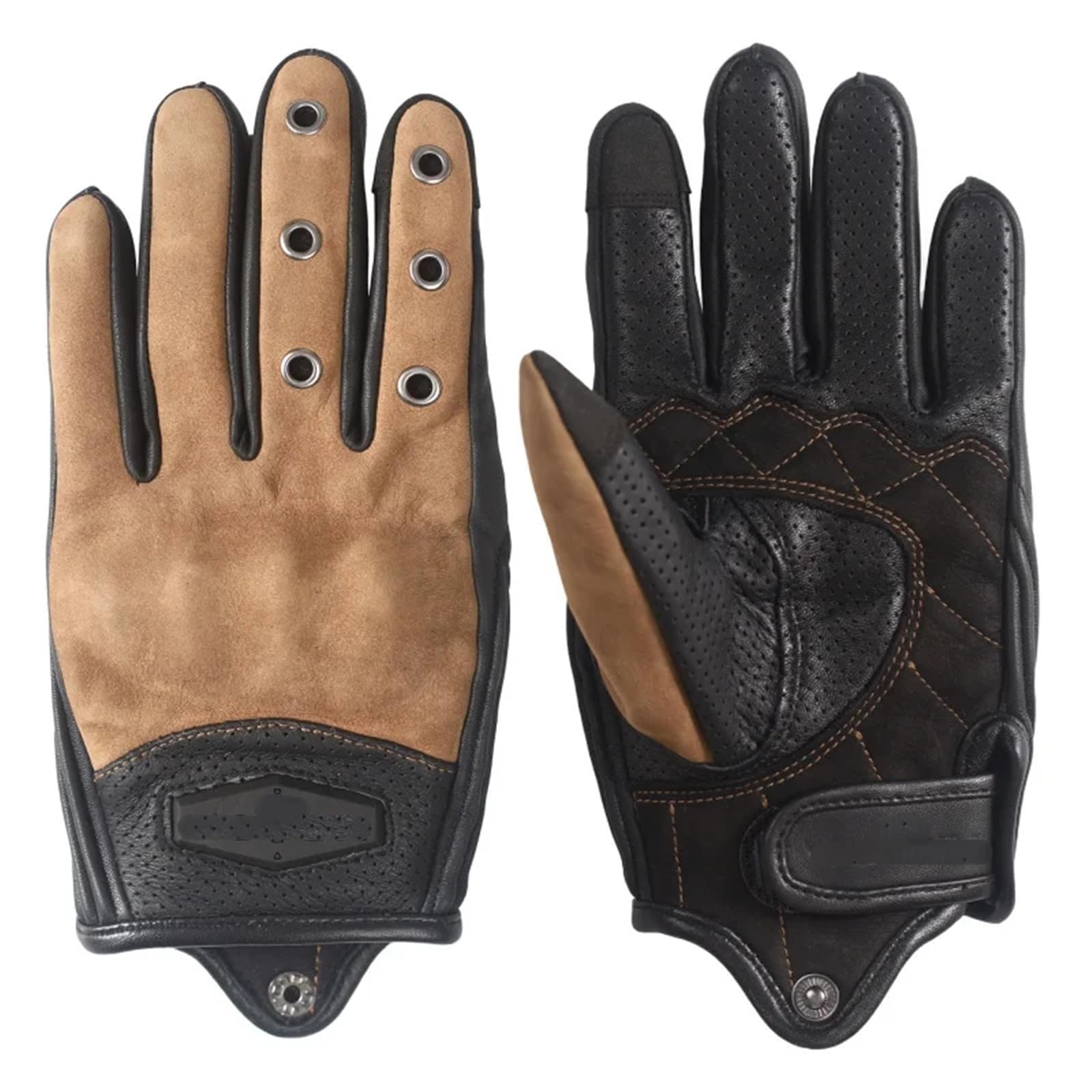 Genérico Compatible con Guantes de Montar de Cuero Vintage MR Motor | Armadura antiarañazos for hombres mujeres verano senderismo escalada ATV