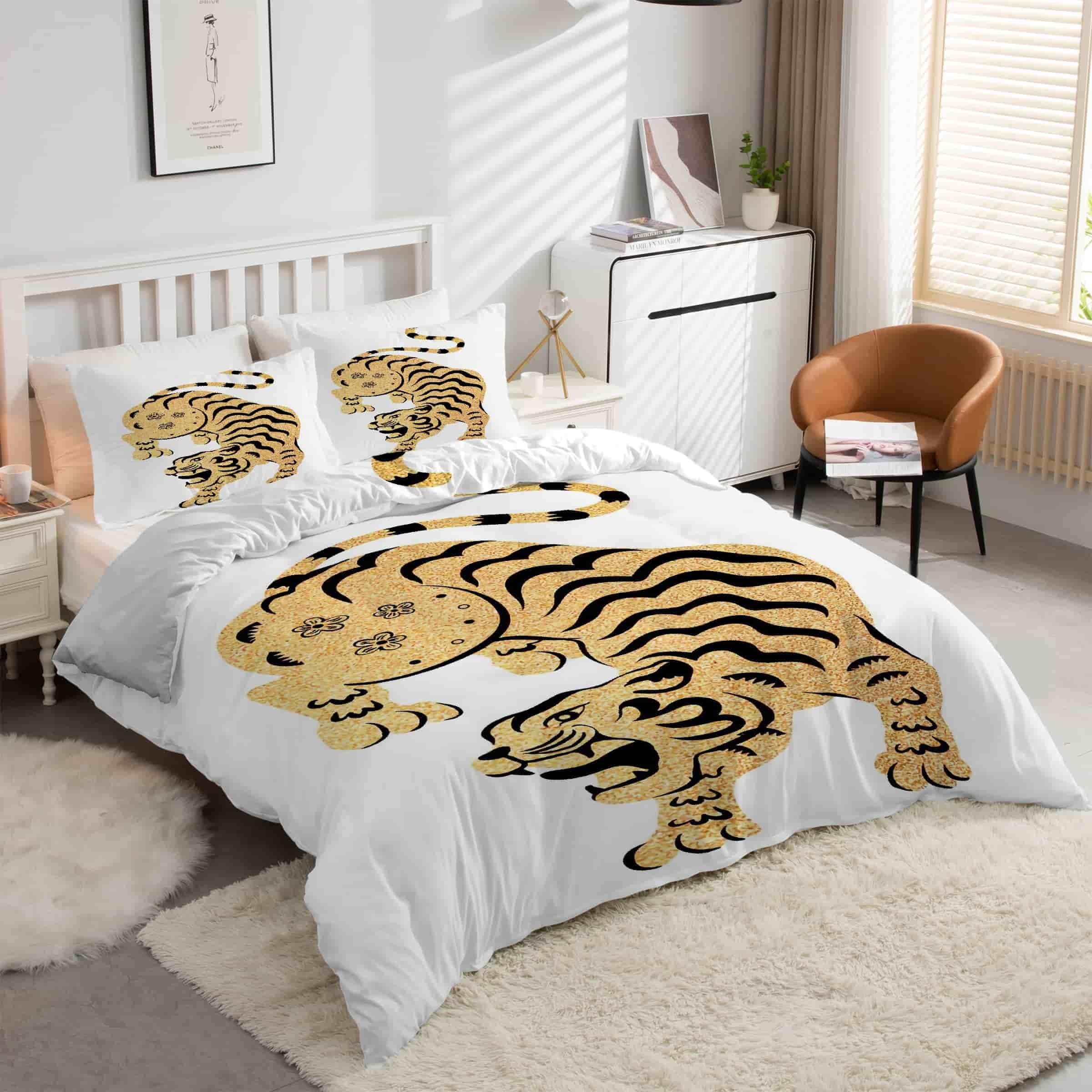Housse de Couette 200x200 Animaux Tigre Qualité Microfibre