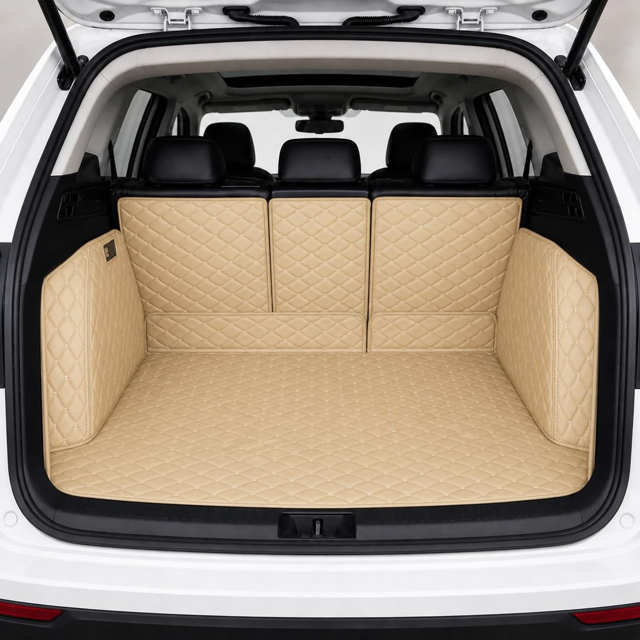 WBNLCRTD Leather Car Boot Liner for BYD Tang（7seats）, Waterproof Anti-Slip Trunk Mat Protector Full Coverage,Grey