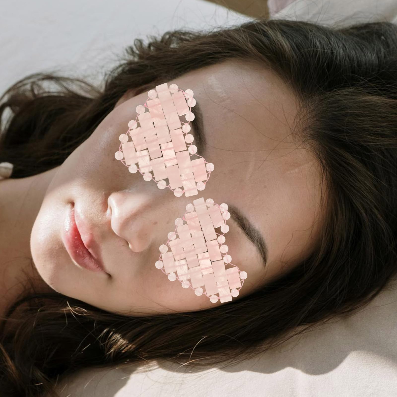 VALICLUD Maschera e Alleviare L'affaticamento degli Occhi a Forma di Cuore per Occhi in Pietra Rosa in Cristallo, Design Semplice e Bello per Rilassare
