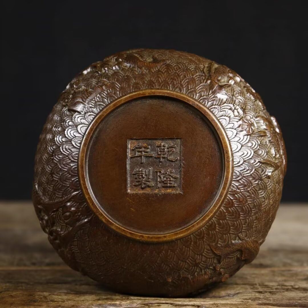 Quemador de Incienso Chino de Cobre Puro, Regalo Zen, Estufa de meditación para el hogar, Oficina, hogar, Quemador de Incienso de Estilo Chino con Tapa, Quemador de sánd