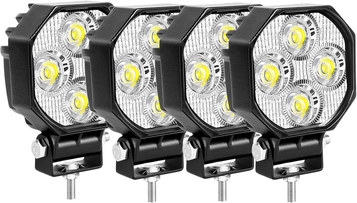 4 Pack 2.8 in 16W 1600LM Mini LED Work Light, 6000K White 12V 24V Off Road Driving Flood Lights Fog Lamps for Car Truck Boat Tractor 4x4 SUV ATV Motorbike Dirtbike, Waterproof IP67
