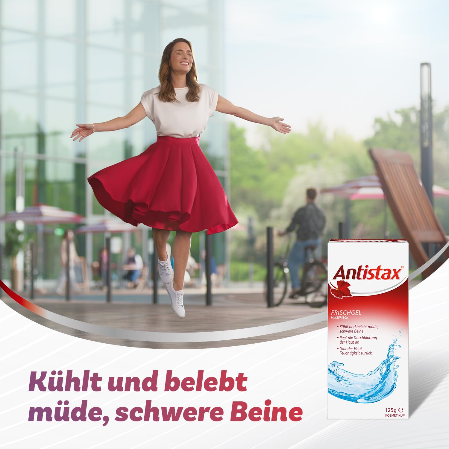 Antistax Fresh Gel, Crema Gambe Gonfie, Crema Gambe Stanche, Estratto Vite Rossa, Mentolo, Olio Essenziale Menta, 1 Confezione 125 ml
