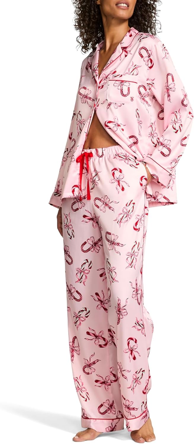 Victoria's Secret Satin Pajama Set, Long Sleeve Button Down Shirt & Pants, Sleepwear for Women (XS-XXL)
