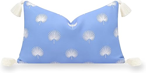 Hofdeco Premium Coastal Patio - Funda de almohada lumbar para interiores y exteriores, 12 x 20 pulgadas, repelente al agua para patio trasero, sofá,