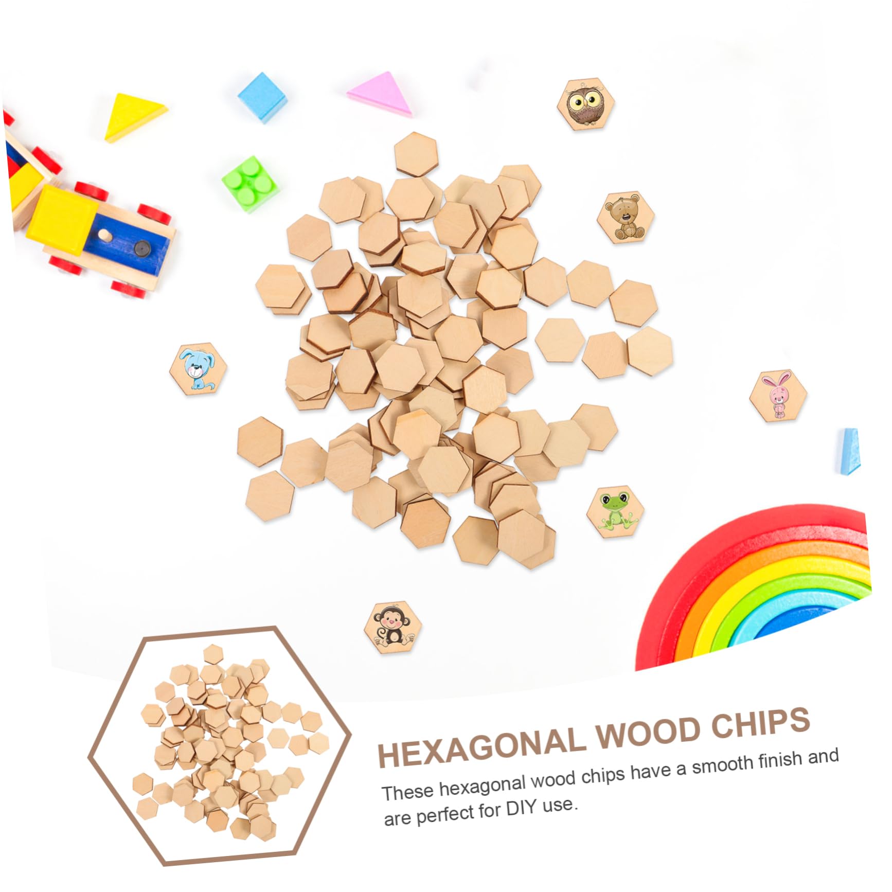 Uonlytech 100 Pezzi di Decorazioni Esagonali in Legno Naturale 20Mm per Lavoretti Fai da Te e Ornamenti Natalizi Versatili