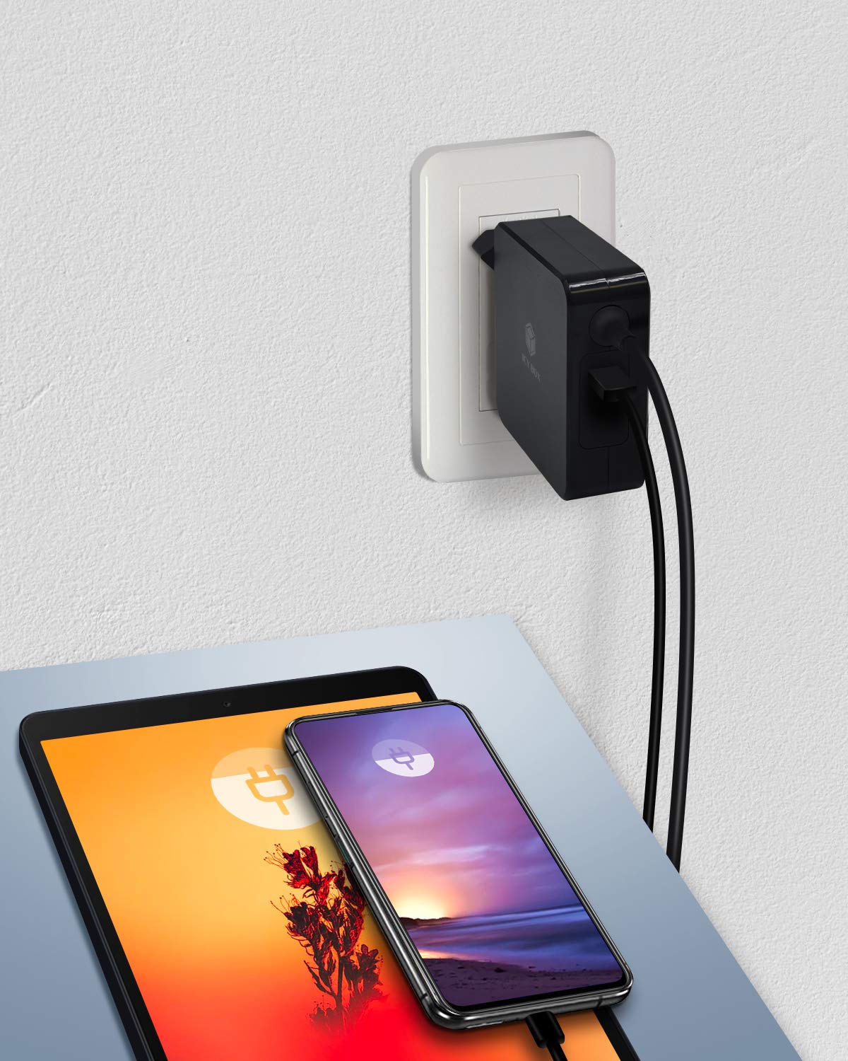 ICY BOX Power Delivery 3.0 60772 - Alimentatore di rete USB-C da 90 W, cavo da 1,8 m, colore: Nero