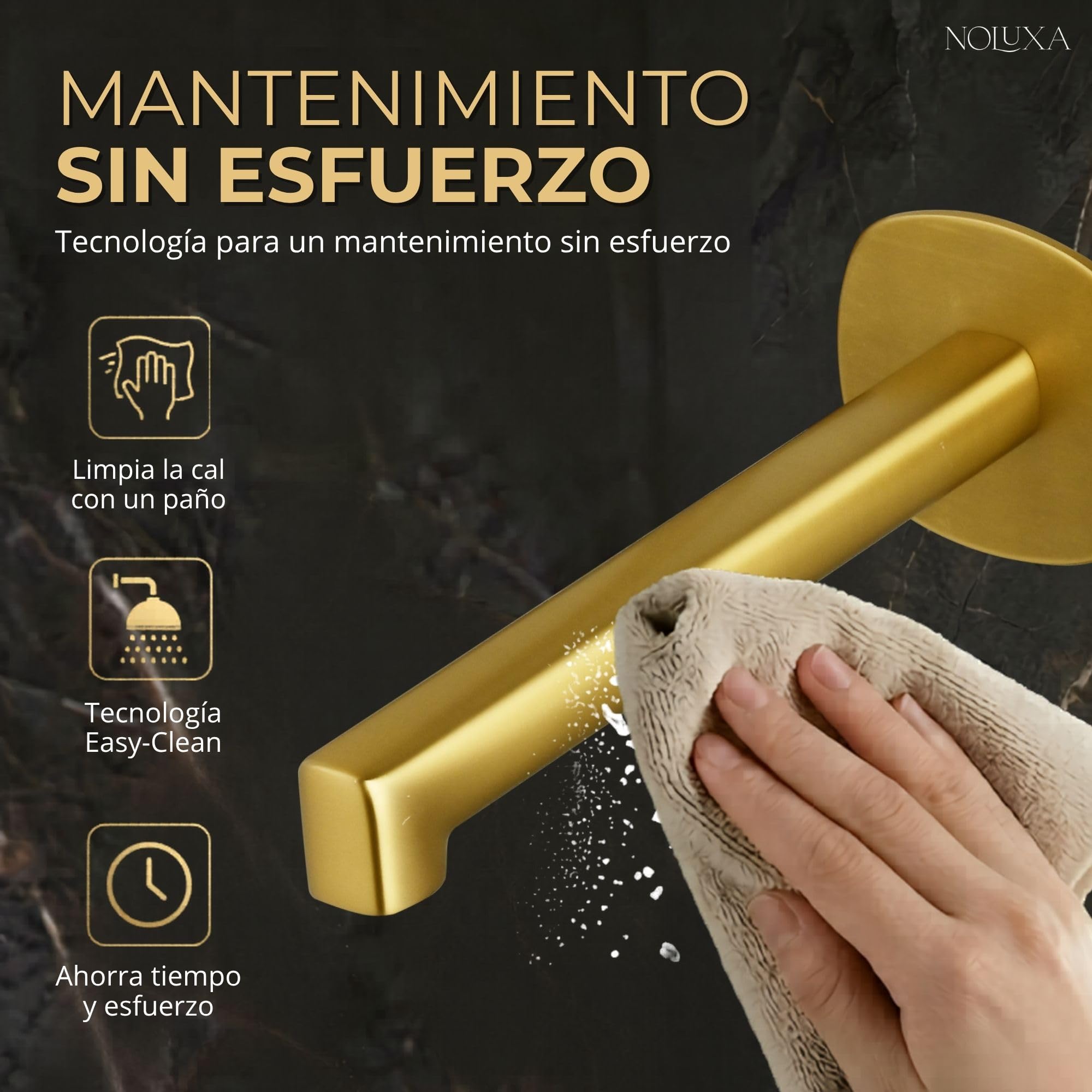 IMEX - Grifo Lavabo Empotrado Oro Cepillado | Grifo de Lavabo Monomando Pared Dorado | Mezclador Agua Fría y Caliente | Grifería en Latón con Cartucho Cerámico Ø35mm | Serie Firenze