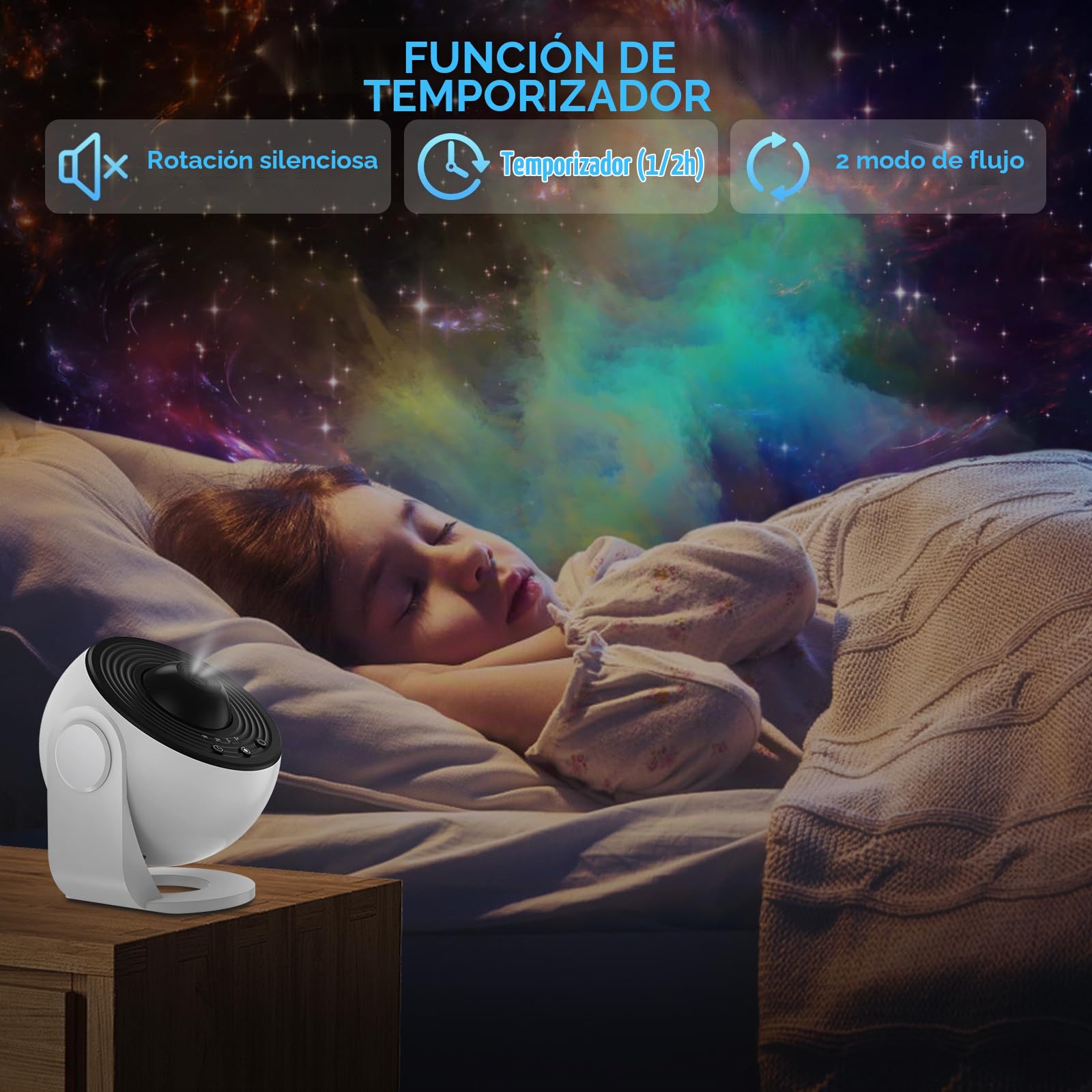 Proyector de Estrellas Planetario, Proyectors de Galaxia LED con 13 Discos de Película Luz de Noche de Cielo EstrelladoLámpara de Proyector de Luna para Niños Adultos Techo Dormitorio Sala de Estar
