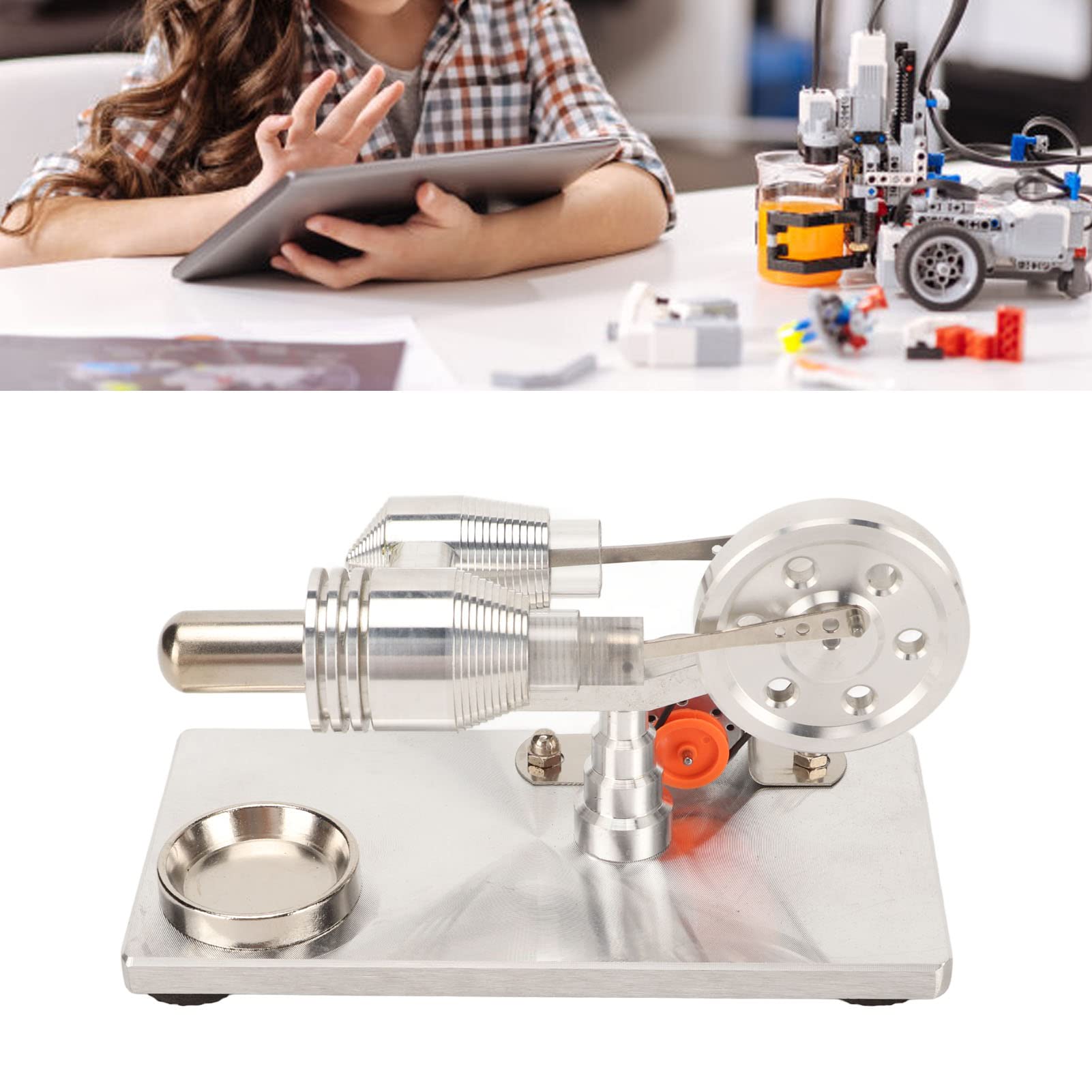 Alvinlite Motor Stirling De Aire Caliente, Generador De Energía En Miniatura, Generador De Energía Eléctrica, Motor De Ley con Lámpara para El Hogar, Regalo para Niños, Adultos, Artesanía, Orname
