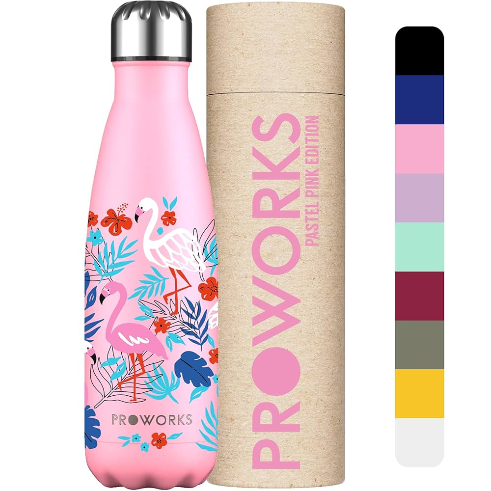 Proworks Performance Stainless Steel Sports Water Bottle | Double Insulated Vacuum Flask For 12 Hours Hot & 24 Hours Cold Drinks - Great For Home