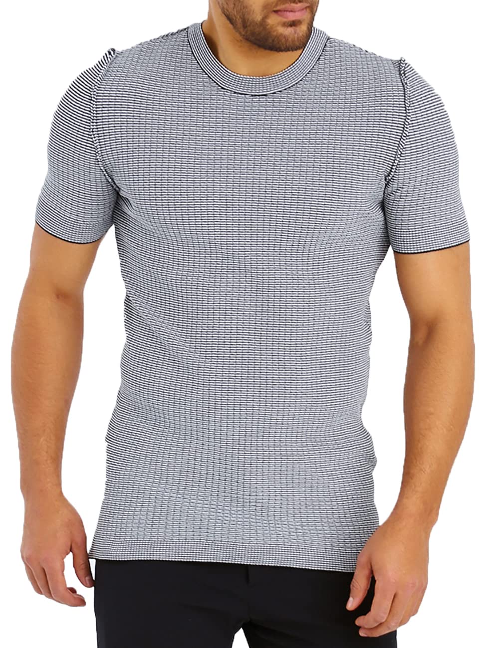 Leif Nelson LN20769 Men's Crew Neck Summer Fine Knit Basic Men's Shirt Crew Neck Boys Short Sleeve Shirt O-Neck Short Sleeve