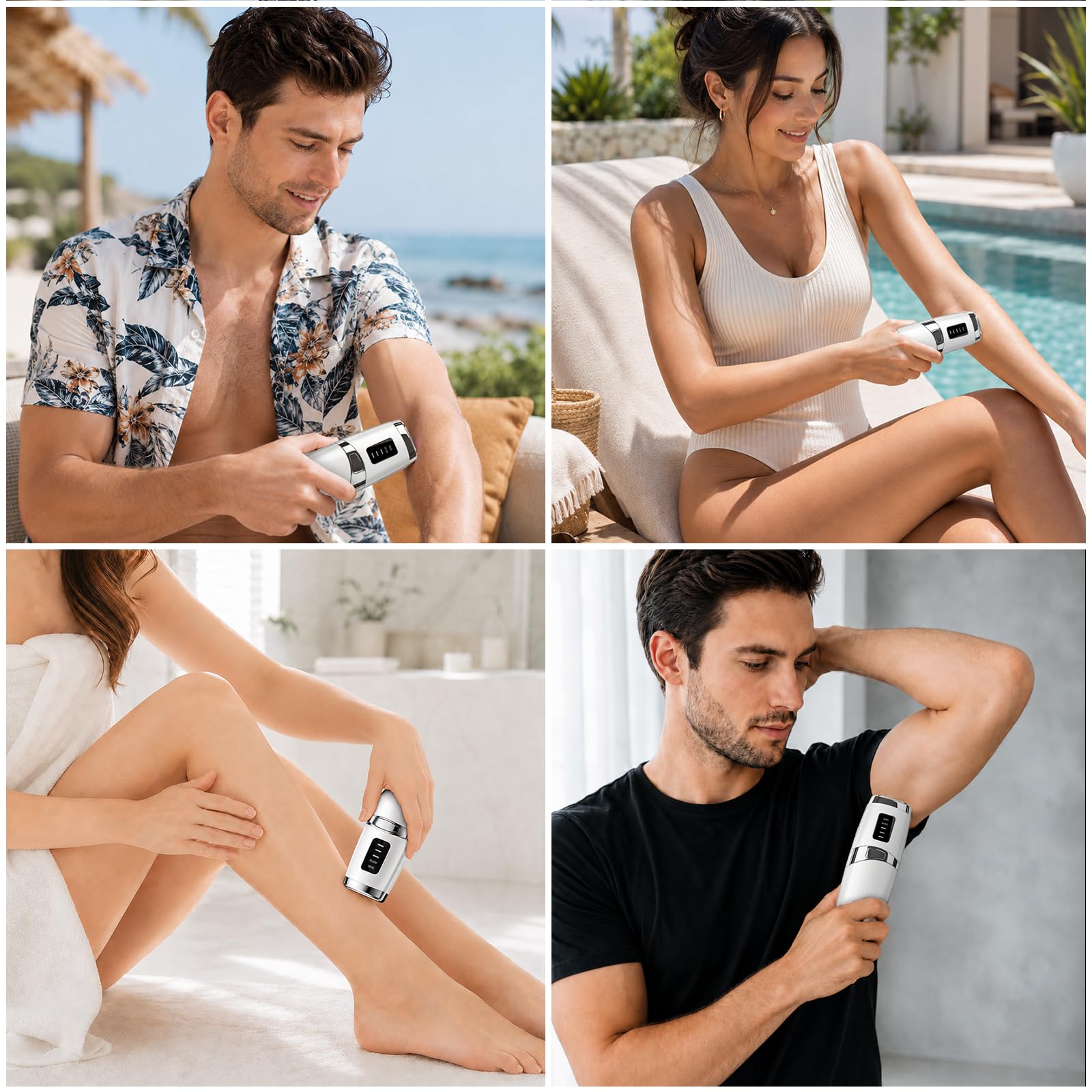 Depiladora Laser con Función de Refrigeración, Depiladora Luz Pulsada con 5 Niveles de Energía, para Mujer y Hombre, Bikini, Axilas, Cara