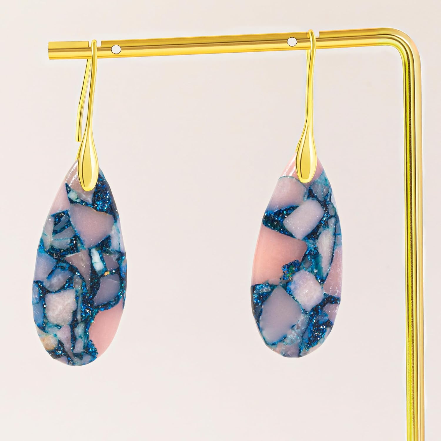 Natural Stone Earrings For Women Fishhoop Dangle Drop Earrings Gold Silver Hoop Statement Earring Birthday Gifts For Women - Image 4