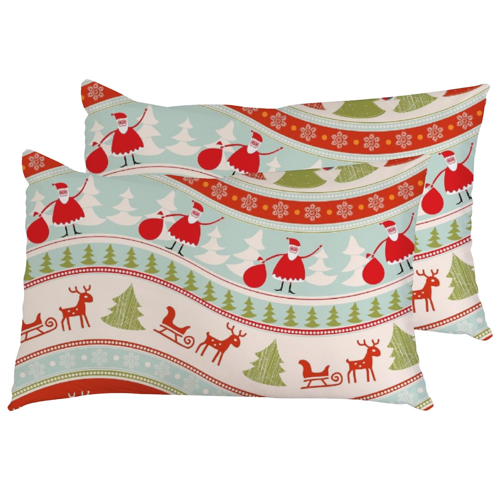 DreamBay Christmas Colorful Greeting Elements Pillow Cases King Size Set of 2 Microfiber Pillowcases with Hidden Zipper Soft Comfortable Bed Pillow Covers (20x36 Inches)