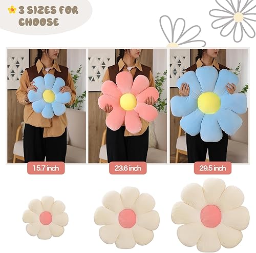 Miniatura 2 de ZAKUN Almohada en forma de flor, cojín de margarita, almohada estética de flores de margarita, bonito cojín de asiento de flores, almohadas