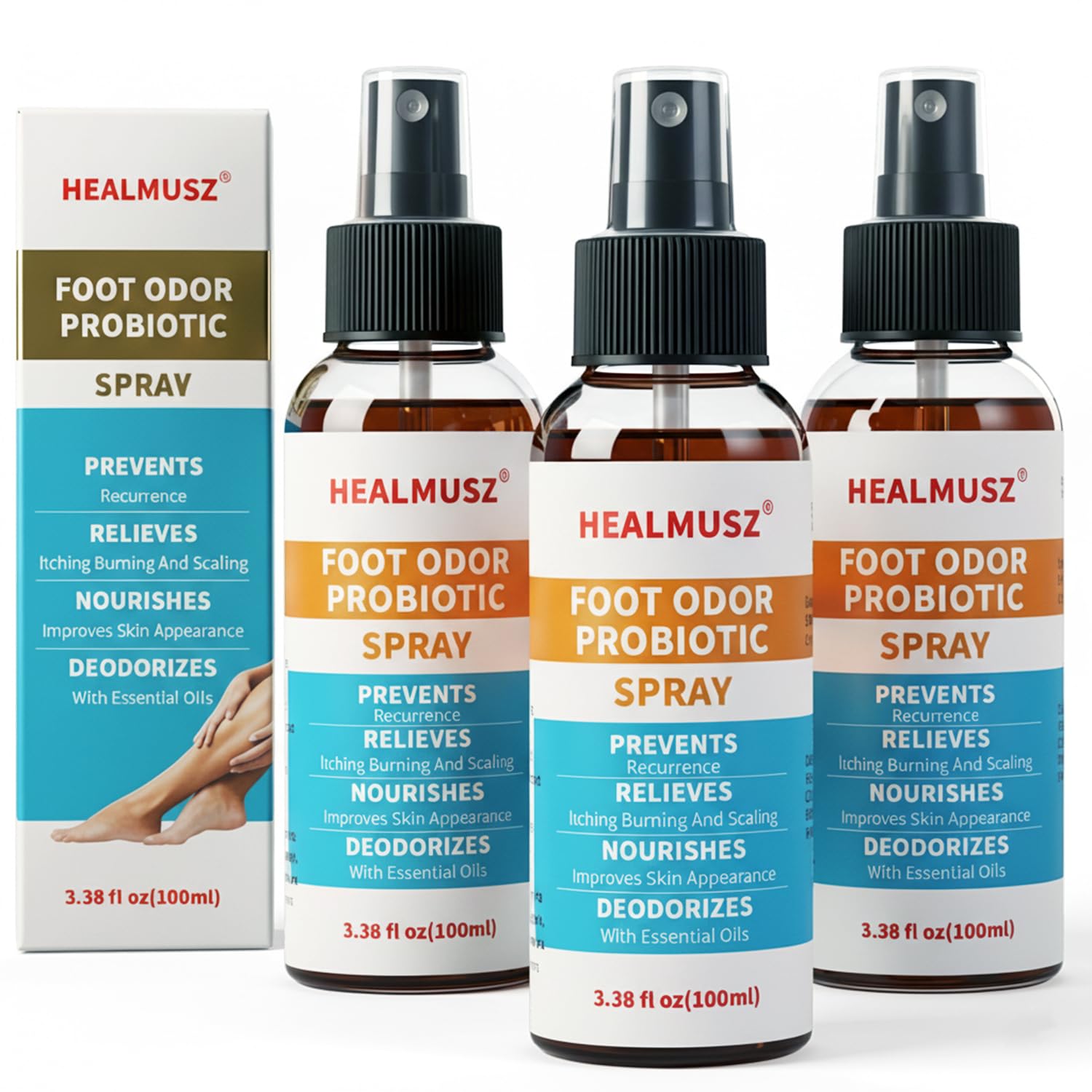 HEALMUSZ Athletes Foot Spray Antifungal 3-Pack