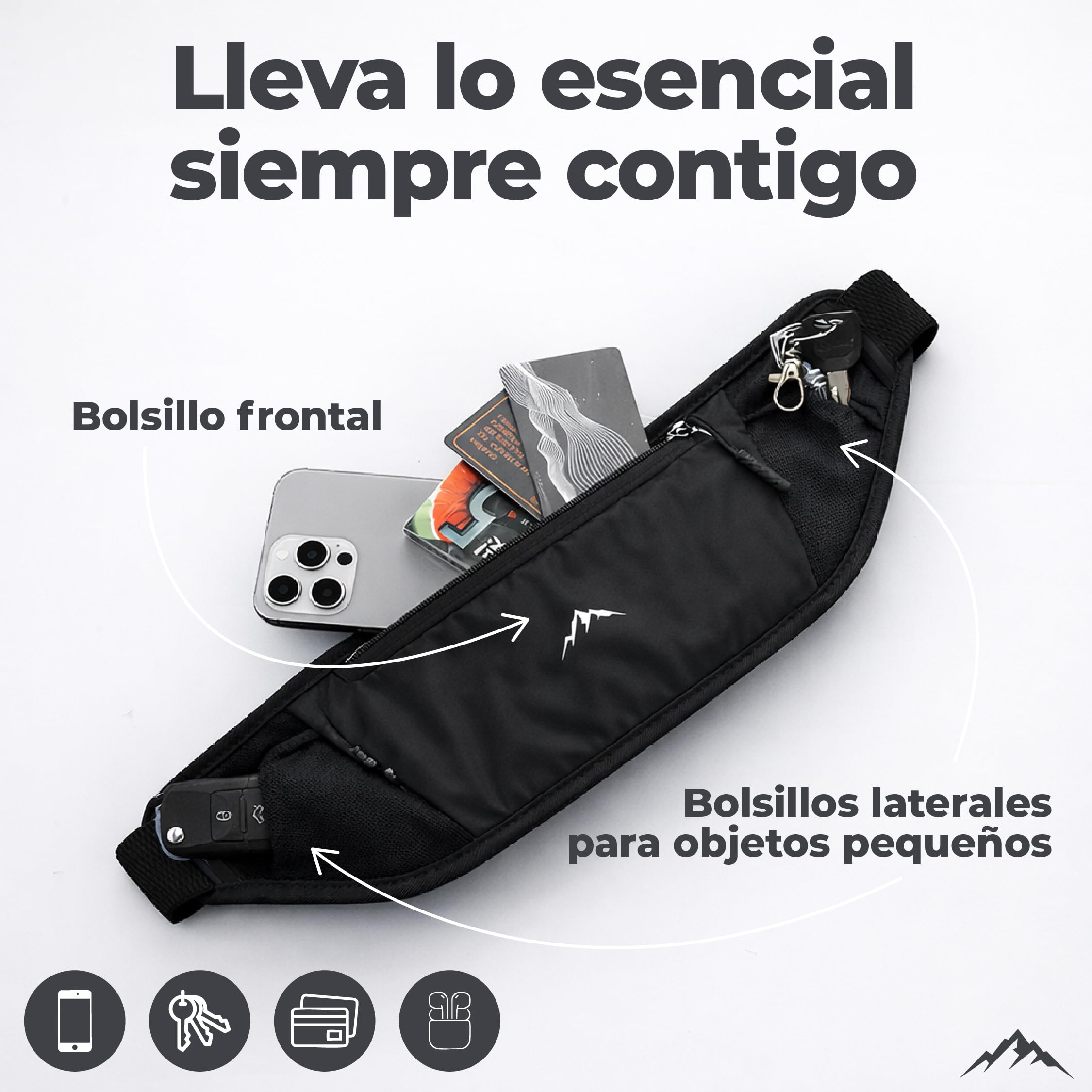 Nordrun Riñonera Running Ajustable e Impermeable para Mujer y Hombre | Cinturon Running Apto para Todos los Moviles | Porta Movil Running | Riñonera Deportiva | Running Belt (Negro) — view 3