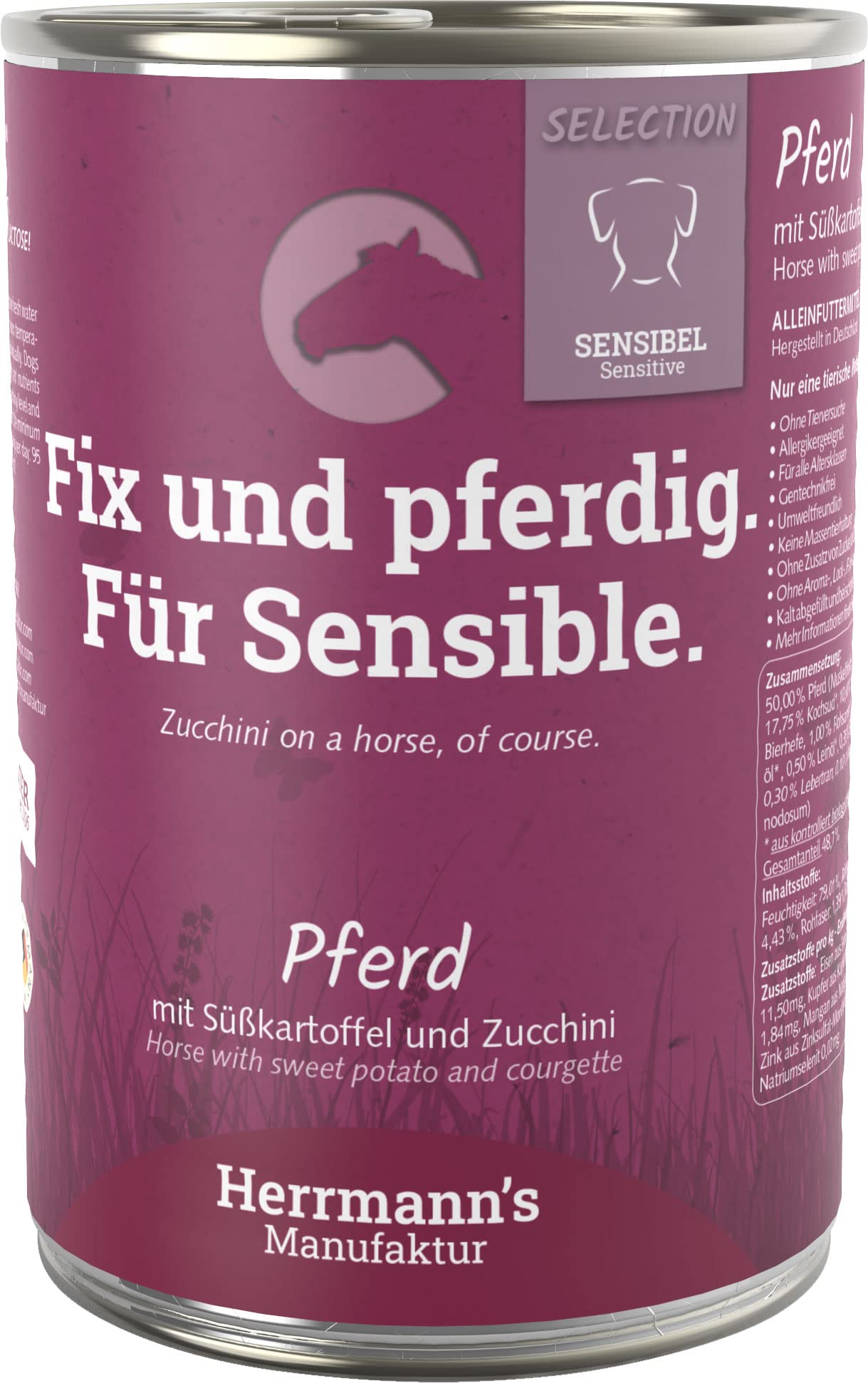 Herrmanns Pferd mit Süsskartoffel und Zucchini, 12er Pack (12 x 400 g)