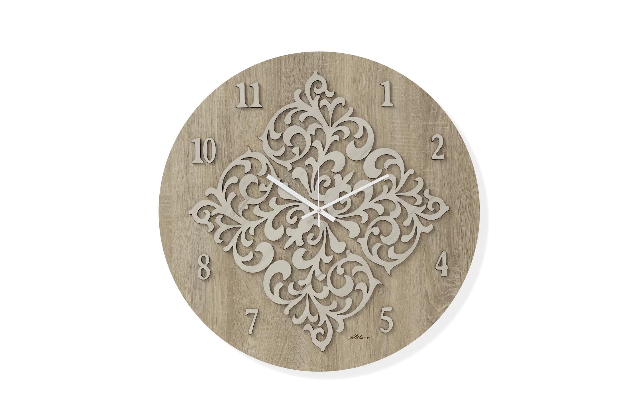 Horloge murale moderne bois foncé salon et bureau AB001