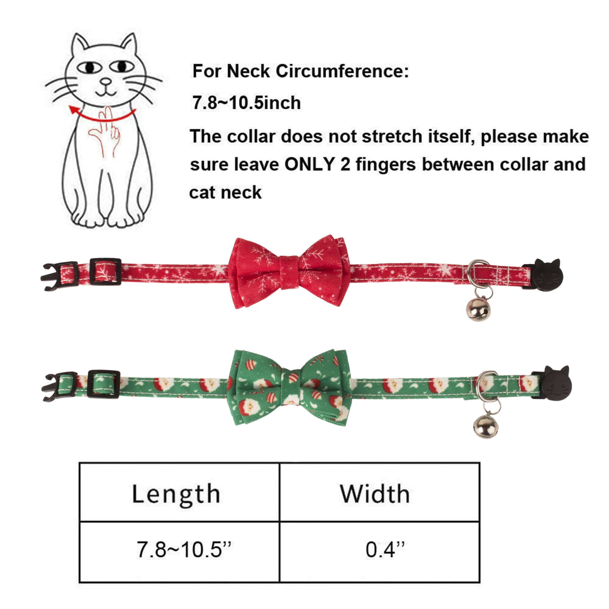 ADOGGYGO Weihnachts-Halsband Für Katzen – Mit Schleife, Rot/grün, 2 Stück