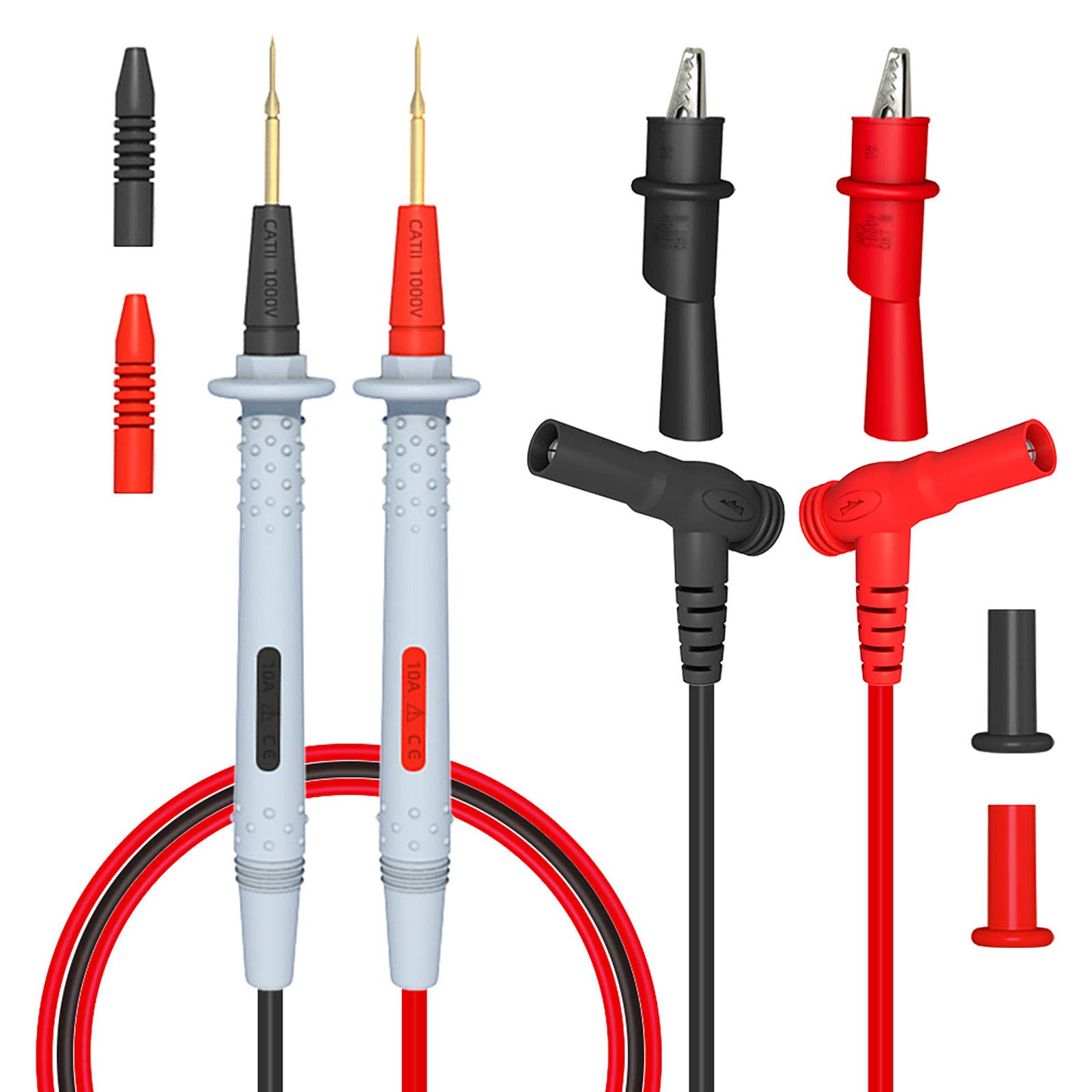Goupchn Multimeter Test Leads Kit Banana Plug with Push On Alligator Clips Precision Sharp Probes Digital Electrical Test Probes 1000V 10A