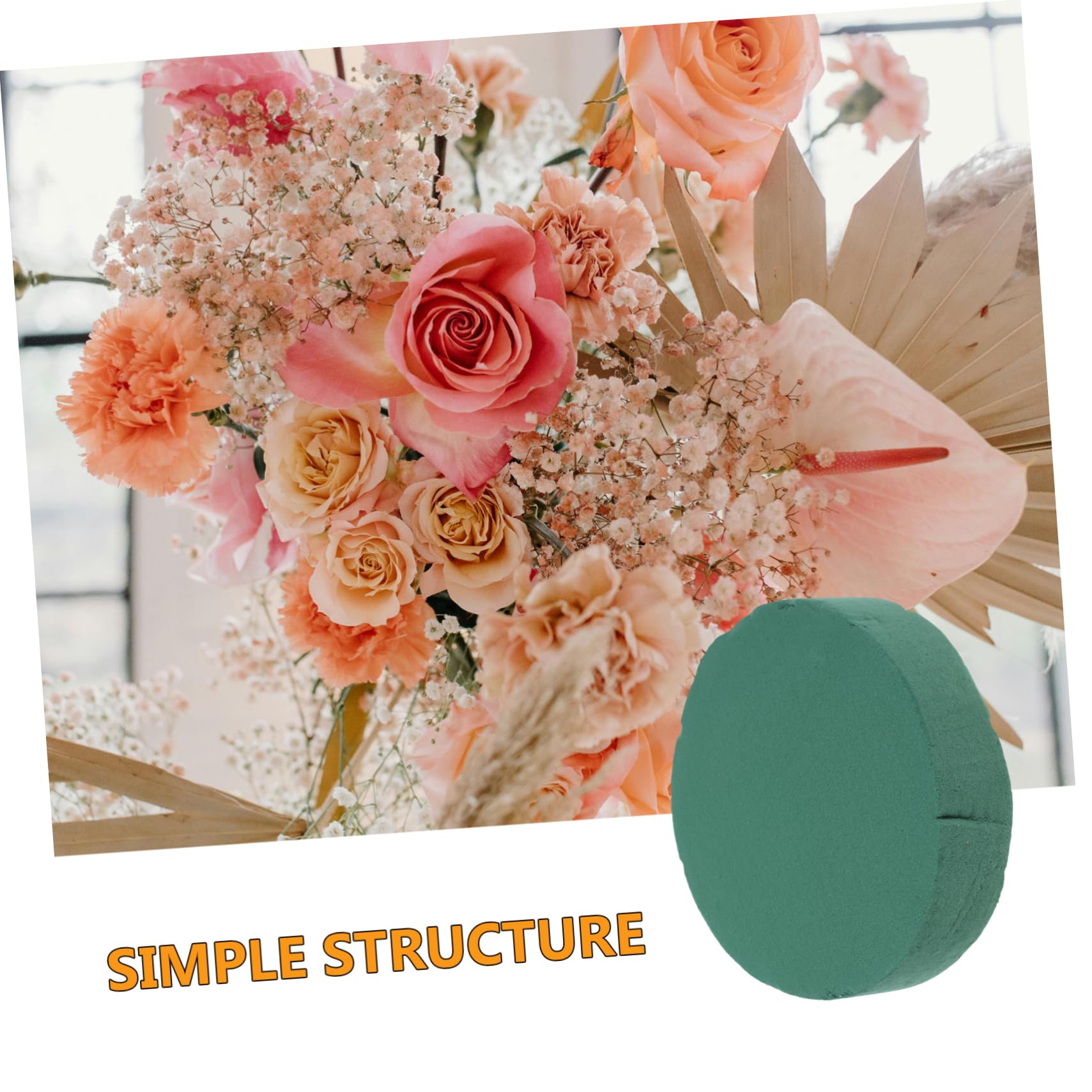 HAPINARY 2pcs Round Foam Blocks Stable Floral Arrangement Base for Wet Flower Arrangement Kit Elegant Wedding Party Supplies