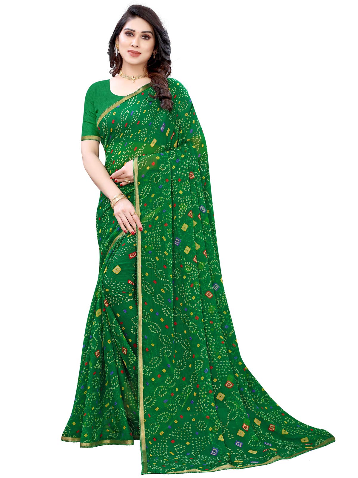 siril Women's Chiffon Printed Saree with Blouse Piece-picture-10