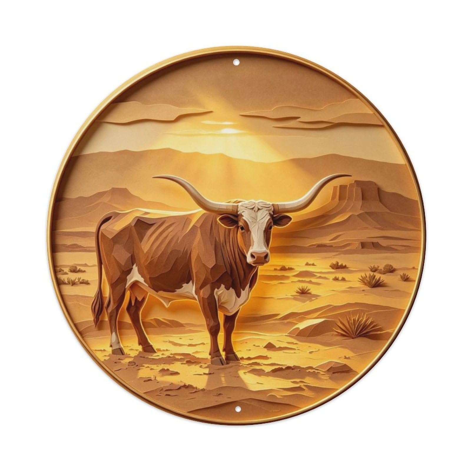 Texas Longhorn Steer Metal Tin Sign Plaque