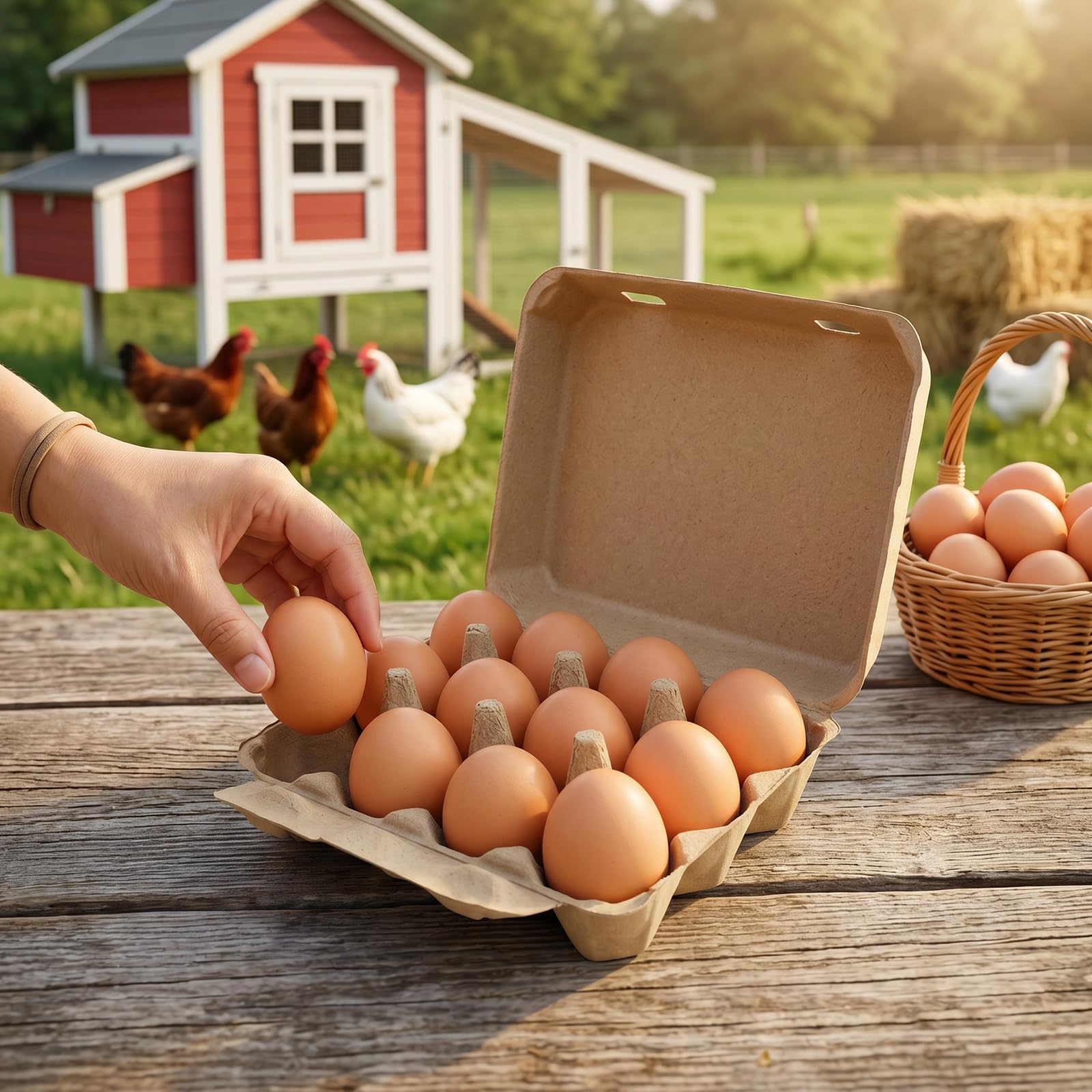 Lot de 30 cartons à œufs pour 12 œufs – Boîtes à œufs en carton réutilisables, empilables 7,6 x 10,2 cm, plateaux pour œufs en pâte à papier pour la ferme, le marché et la maison
