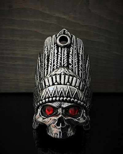 Miniatura 6 de Bravo Bells Campana de diamante de calavera india, accesorio o llavero para la suerte en la carretera, fabricado en Estados Unidos, plateado