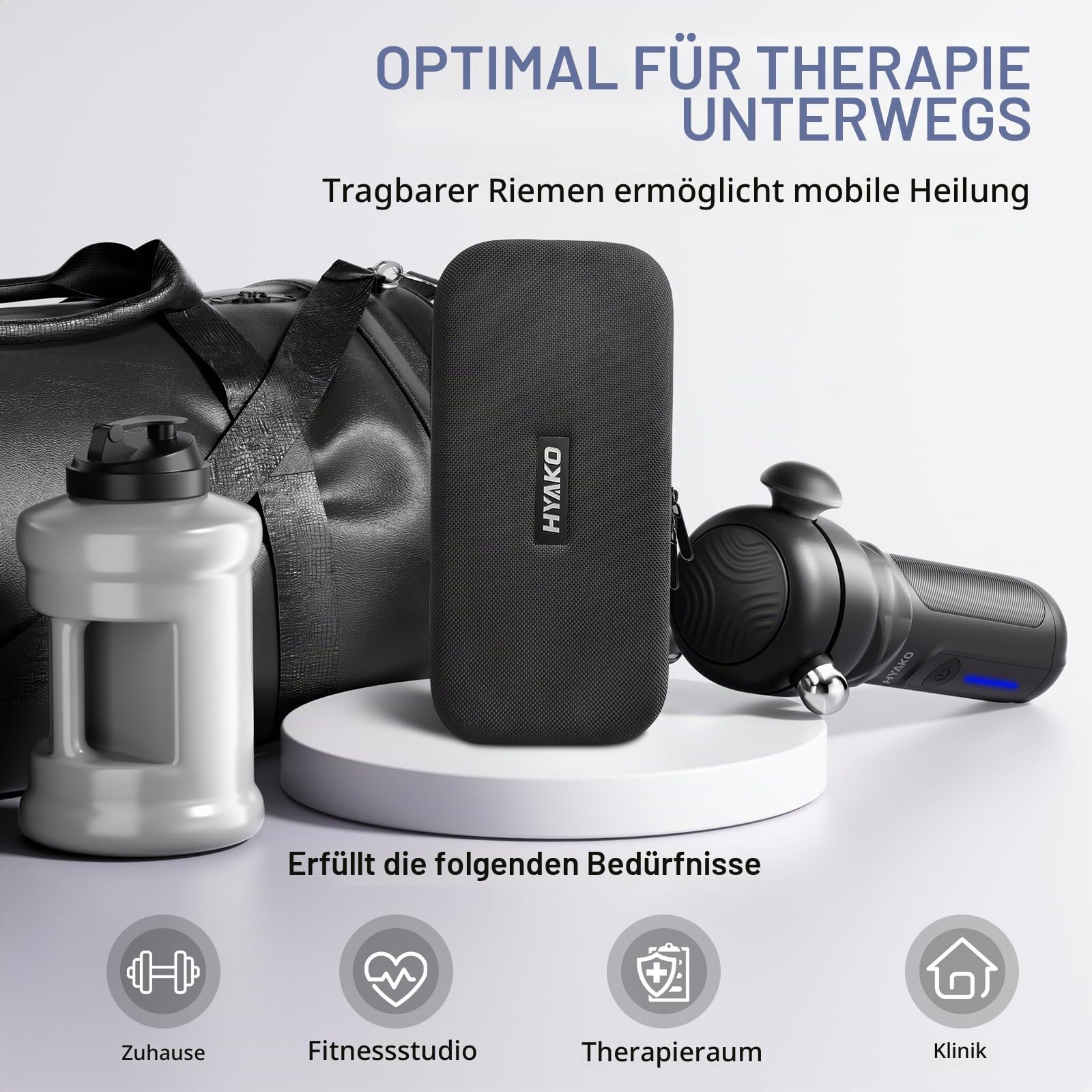 HYAKO SE Tiefengewebe-Massagepistole, 6.500 U/min, 5 Köpfe, 5 Stufen Leise | Sanfte Vibrationsmassage, löst Muskelverspannungen, ideal für Rücken, Nacken, Arme & Beine, für Einsteiger