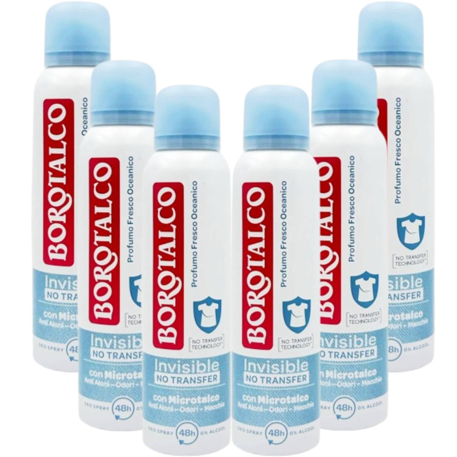 Borotalco Invisible Deodorant Spray mit Microtalk mit frischem Ozeanduft 48H 150 ml (6)