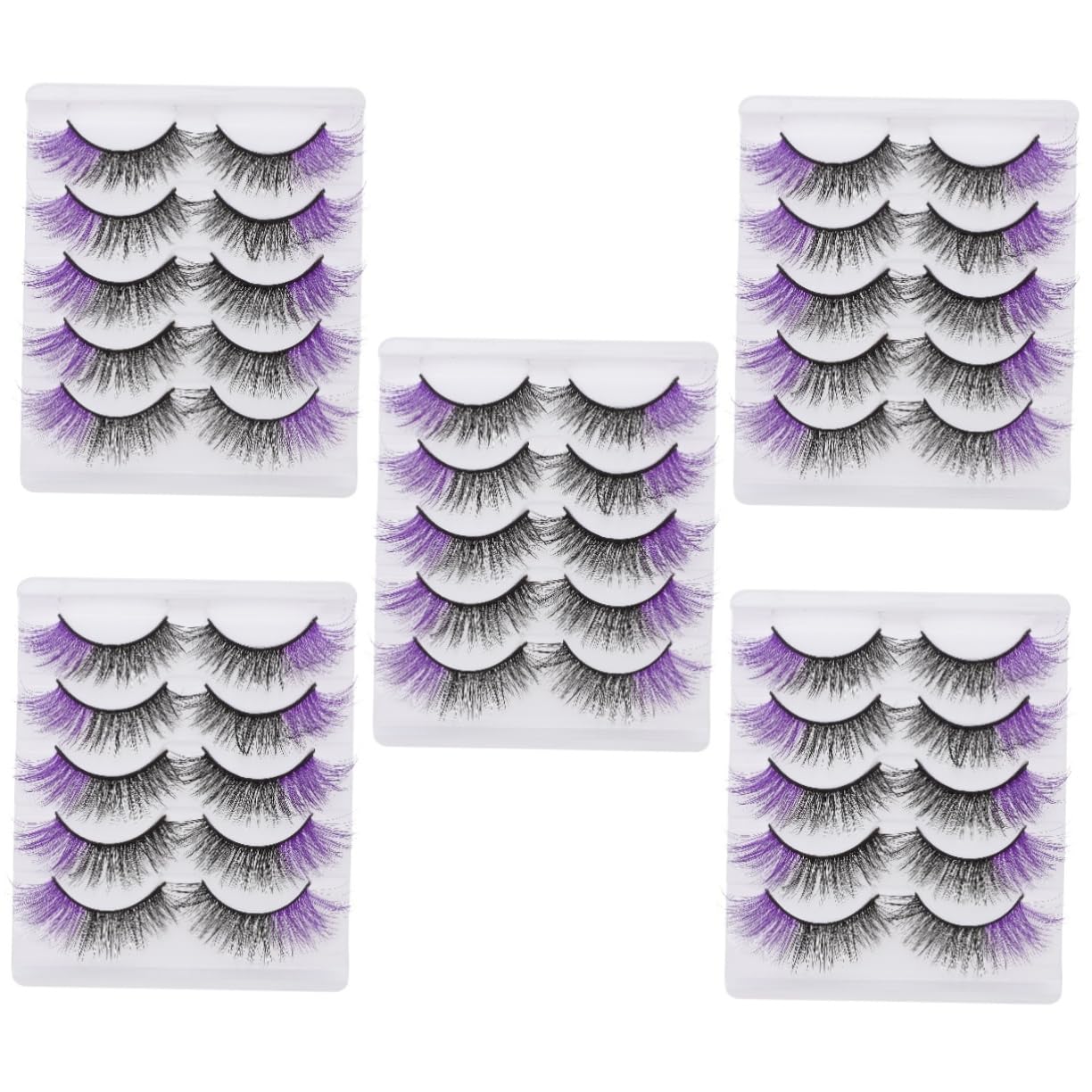 Housoutil 25 Paires faux cils colorés cosplay faux cils extensions de cils de couleur demi-cils cils de extension de cils rue se déployer Imitation Violet,mauve