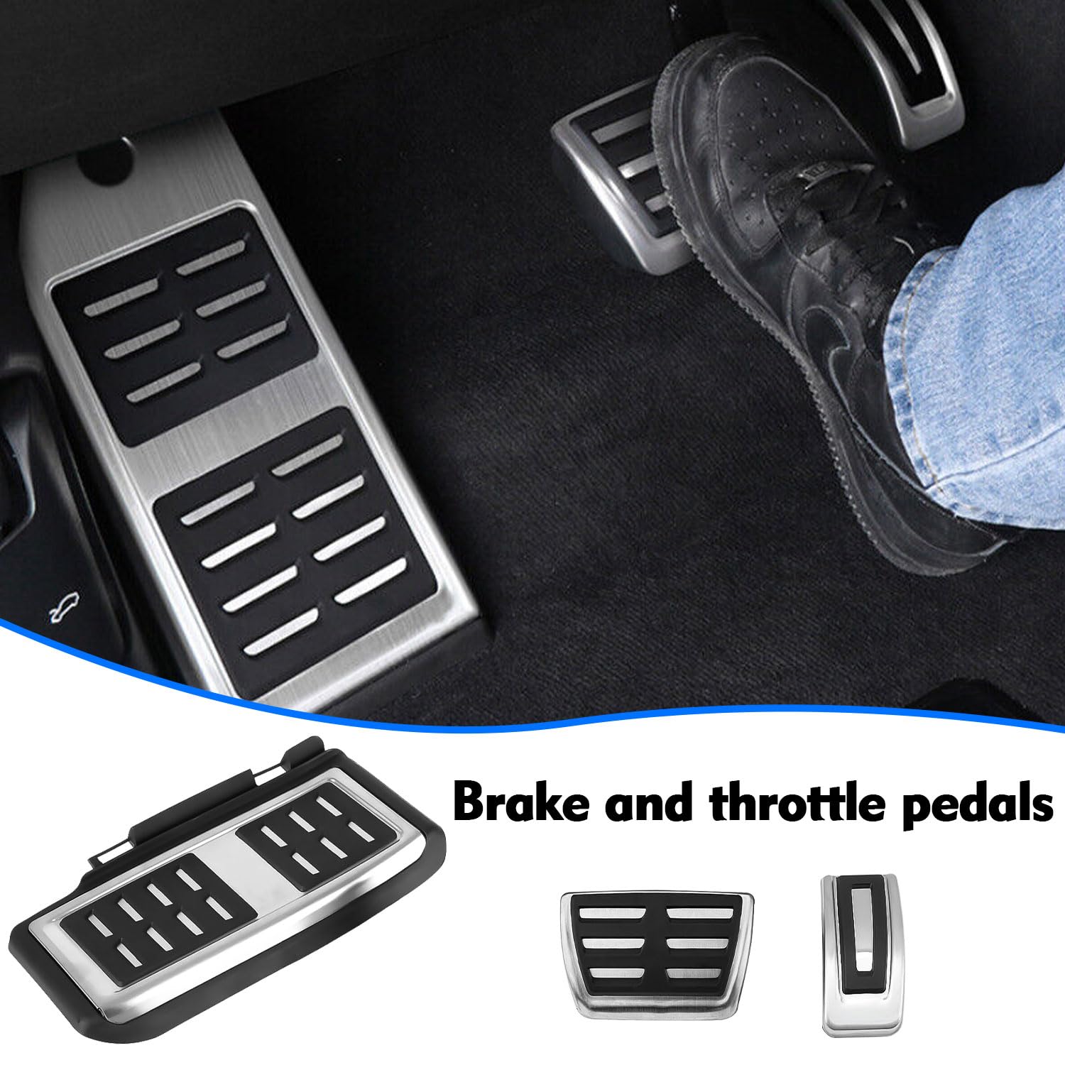 Pedalabdeckung t5, langlebig, pedalabdeckung t5, passend für Volkswagen Golf 7 Tiguan L Tanyue 19 Sagitar 18 Bora Lingdu 20 Tukai Gasbremspedal (Nero + Bianco)
