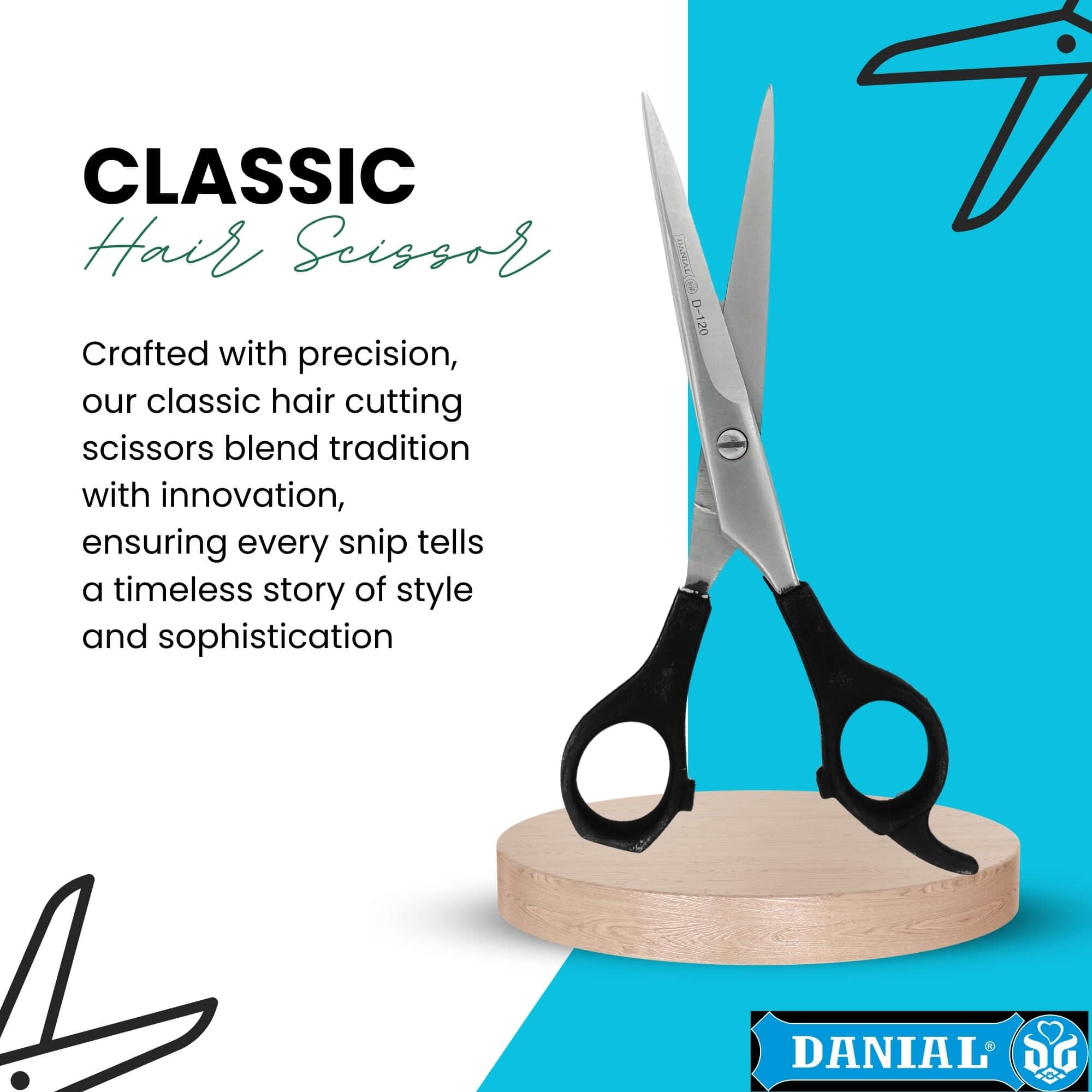 DANIAL 6-Inch Stainless Steel Barber Scissors for Professional Hair Cutting - Ideal for Men and Women's Grooming, Beard, and Mustache Trimming 2