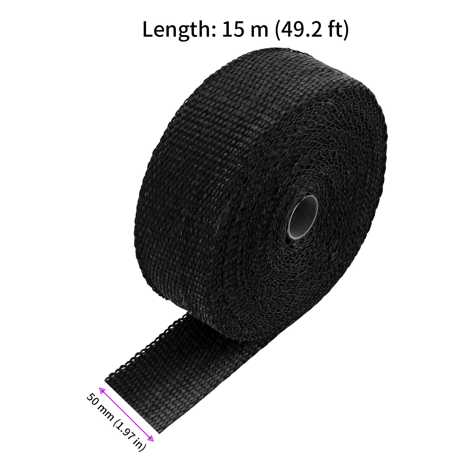 2 nastri di protezione dal calore, 15 m x 50 mm, in fibra di basalto, protezione dal calore per moto, con 20 fascette in acciaio inox, nastro di scarico per auto, collettore termico