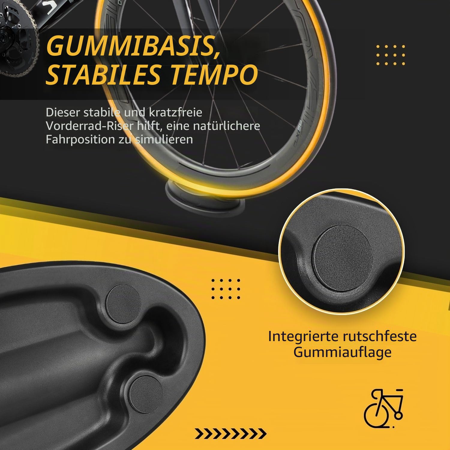 Flexzion Vorderradstütze für Fahrrad Rollentrainer, Zubehör für Indoor Fahrradtrainer Ständer, Stabiler, geformter Kunststoff-Vorderrad Unterstützung, Vorderrad-Riser-Block, schwarz