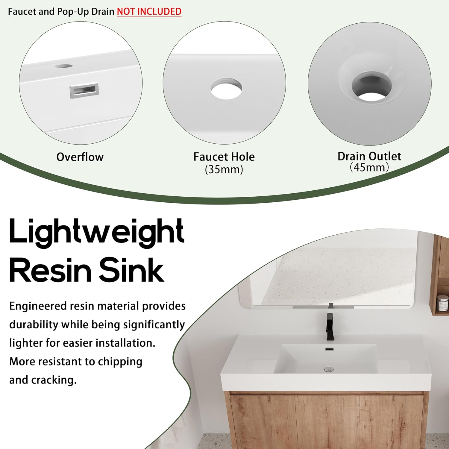48 Inch Bathroom Vanity with Sink, 48” Floating Vanity Combo, Plywood Bathroom Cabinet with White Glossy Resin Sink, Modern Wall Mounted Cabinet Set, Including a 12" Small Cabinet with Open Shelf