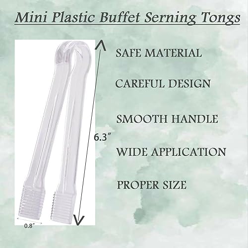 Miniatura 2 de 6 Pack Plastic Kitchen Tongs, 6.3 Inch Mini Clear Serving Tongs for Buffet Barbecue Ice Salad and Cookies (Clear)